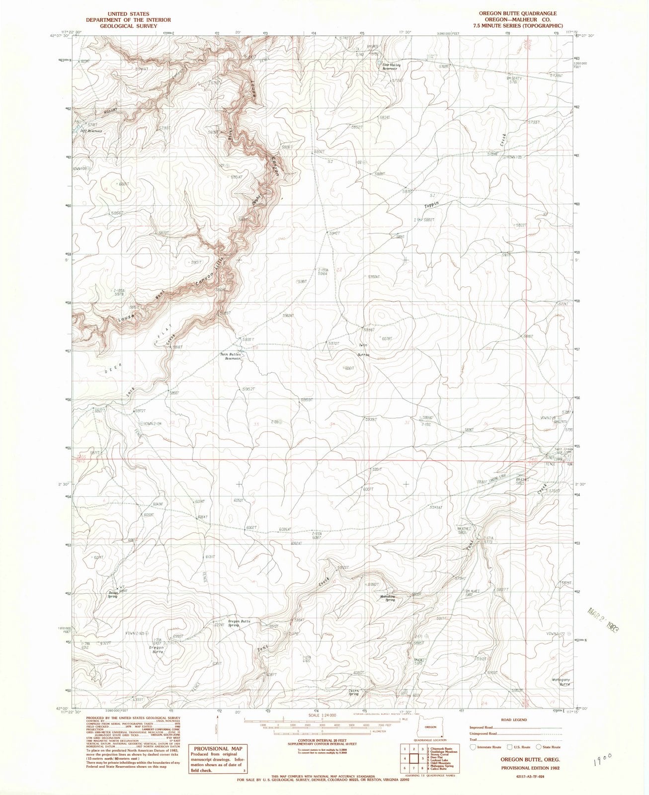 1982 Oregon Butte, OR - Oregon - USGS Topographic Map
