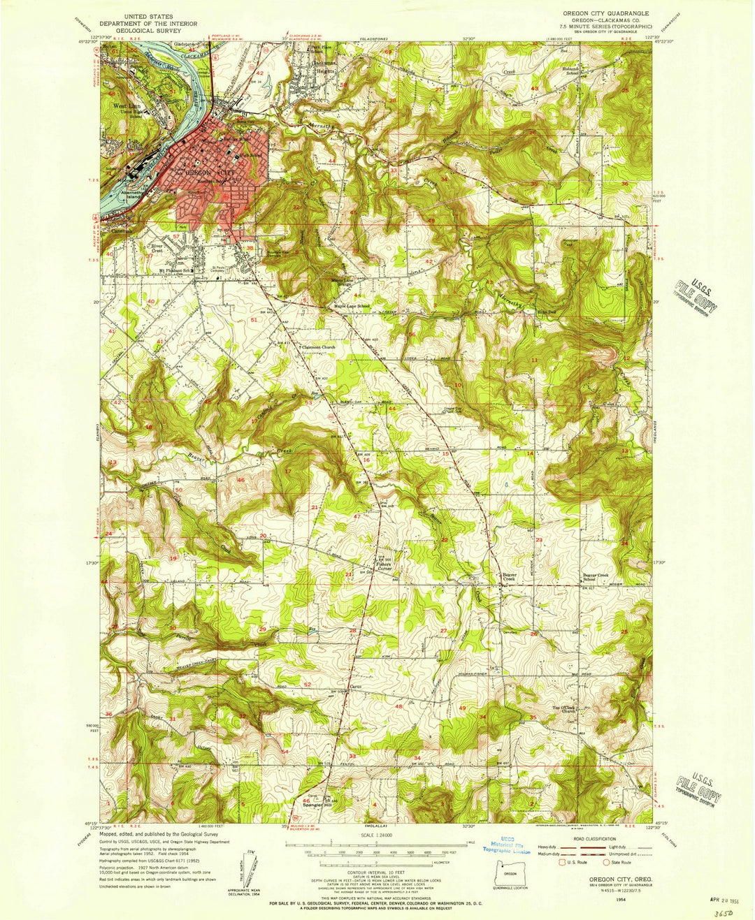 1954 Oregon City, OR - Oregon - USGS Topographic Map