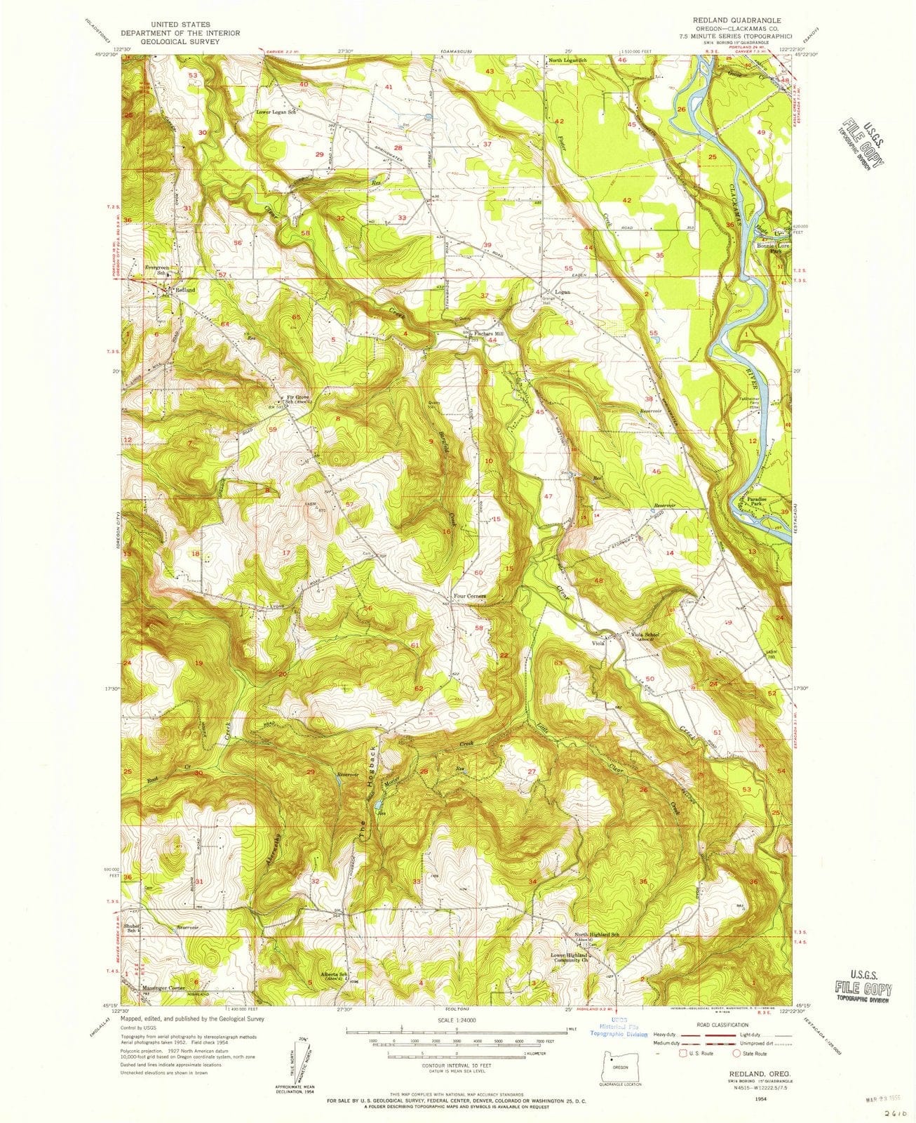 1954 Redland, OR - Oregon - USGS Topographic Map