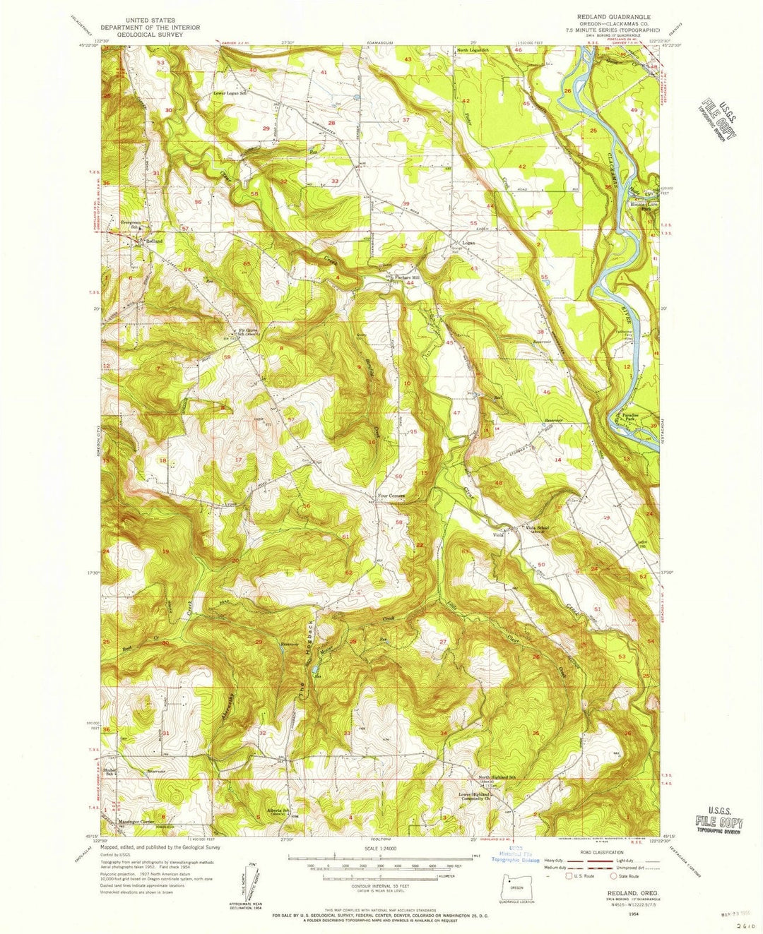 1954 Redland, OR - Oregon - USGS Topographic Map