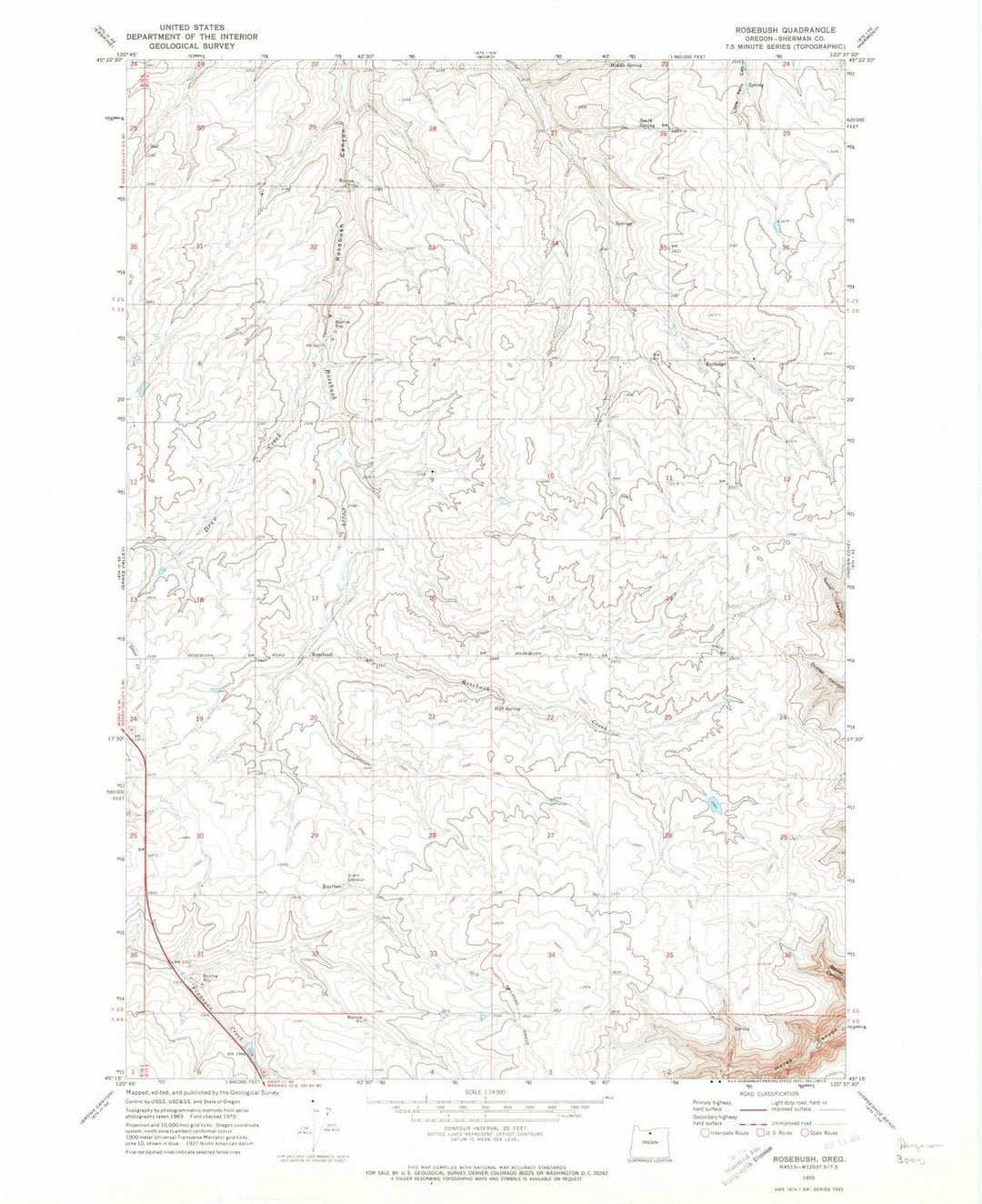 1970 Rosebush, OR - Oregon - USGS Topographic Map