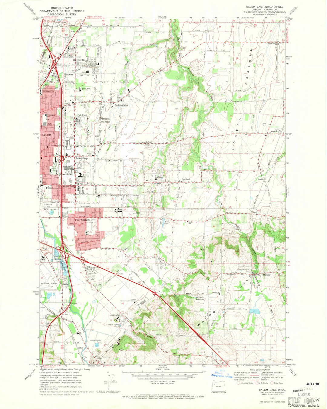 1969 Salem East, OR - Oregon - USGS Topographic Map