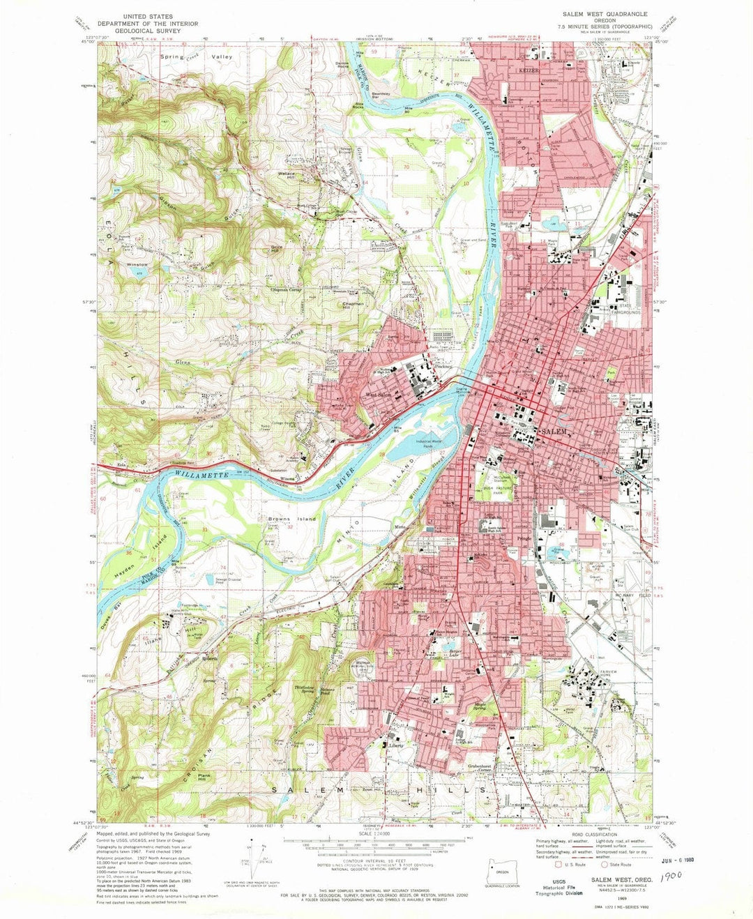 1969 Salem West, OR - Oregon - USGS Topographic Map