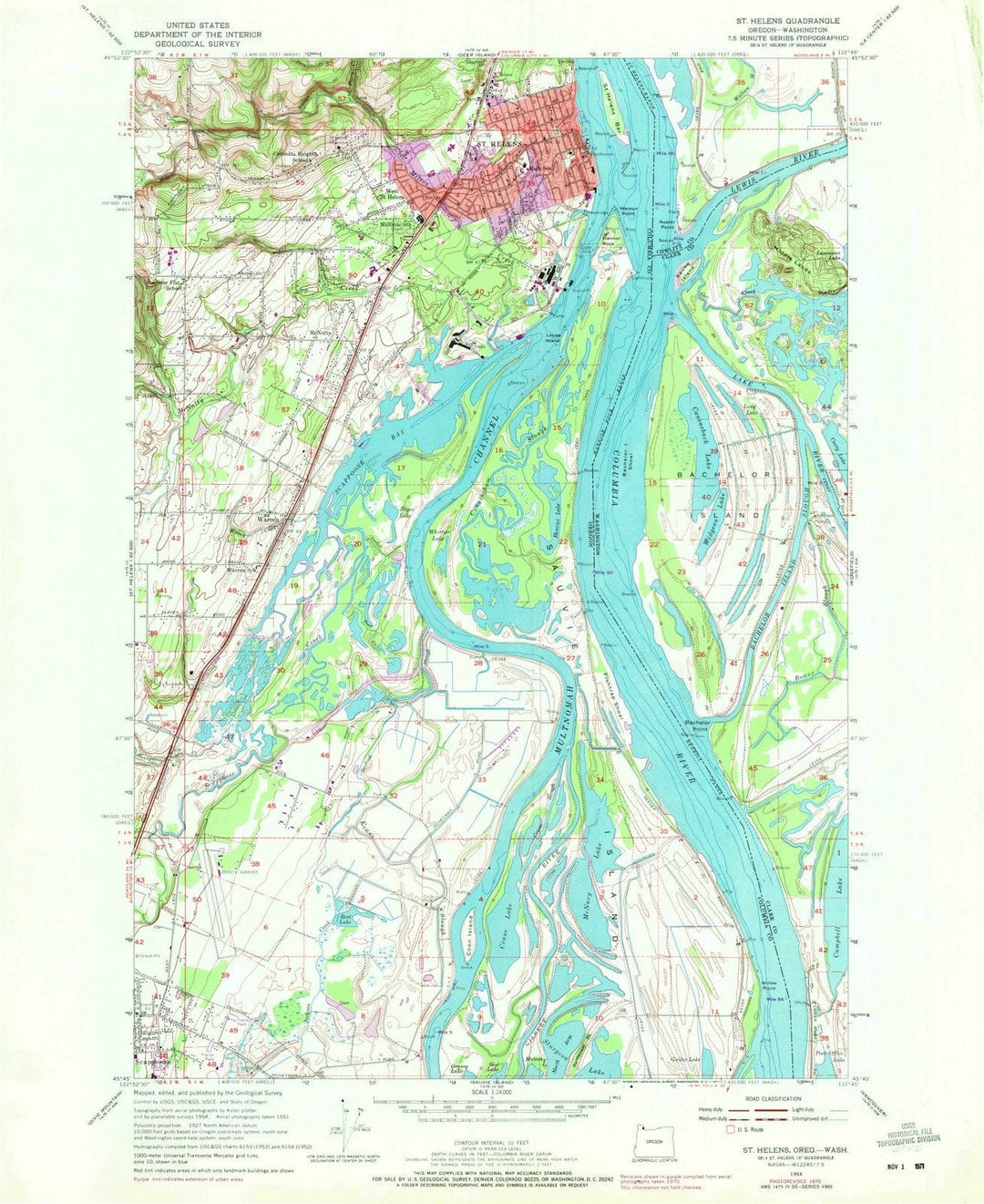 1954 St. Helens, OR - Oregon - USGS Topographic Map