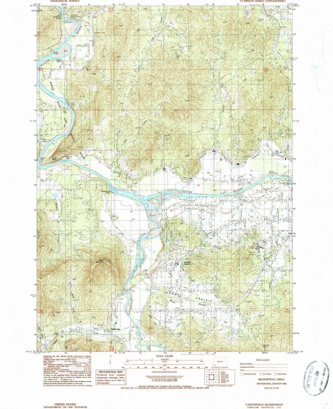 1986 Wilderville, OR - Oregon - USGS Topographic Map