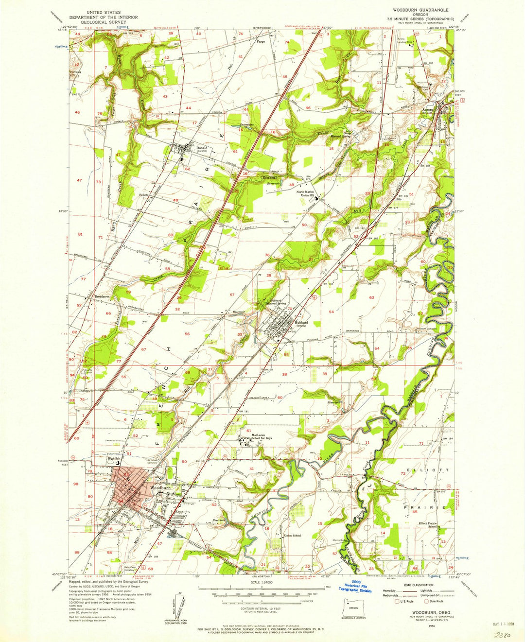 1956 Woodburn, OR - Oregon - USGS Topographic Map