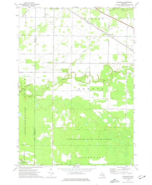 1973 Alamando, MI - Michigan - USGS Topographic Map