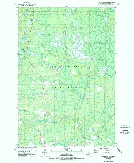 1989 Anderson Lake, MI - Michigan - USGS Topographic Map