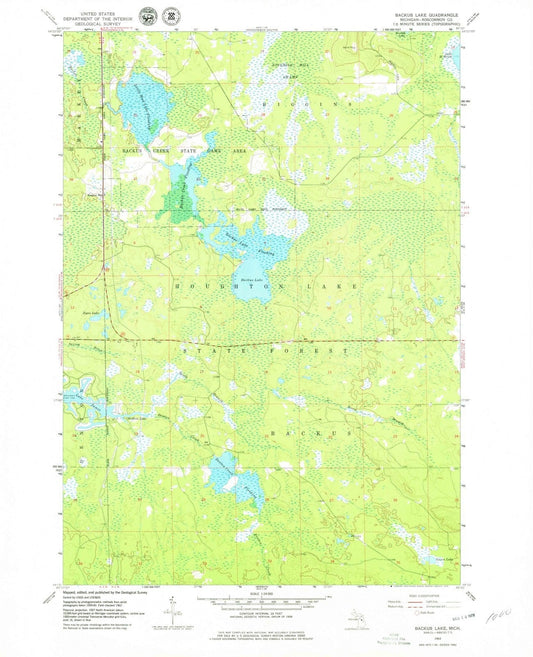 1963 Backus Lake, MI - Michigan - USGS Topographic Map