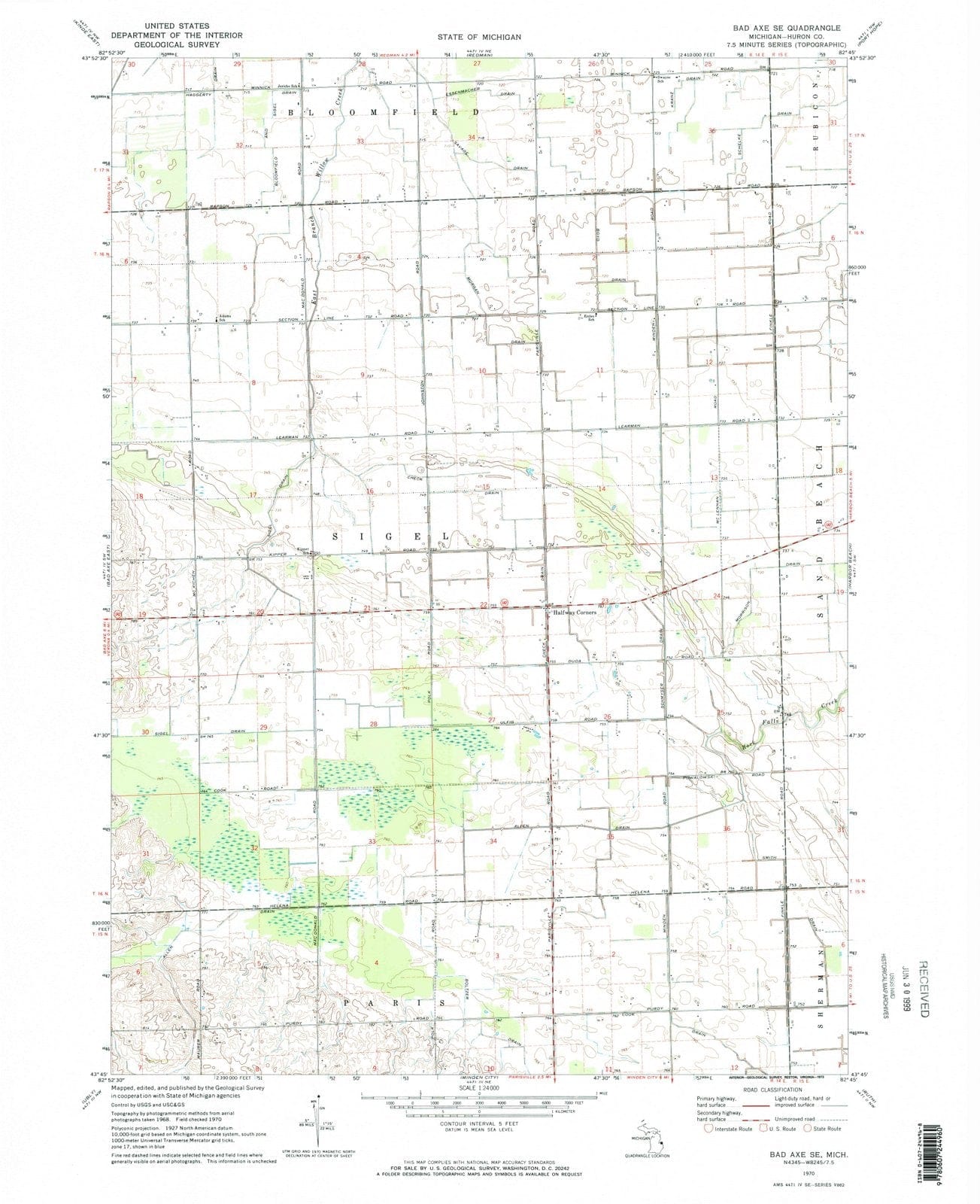 1970 Bad Axe, MI - Michigan - USGS Topographic Map