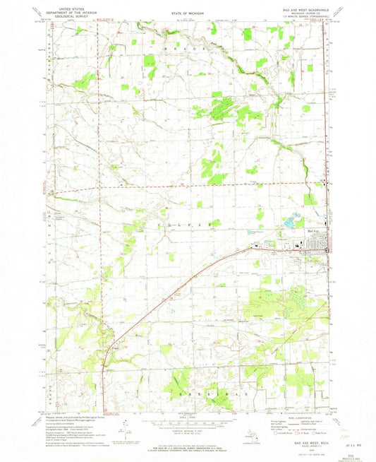 1970 Bad Axe West, MI - Michigan - USGS Topographic Map