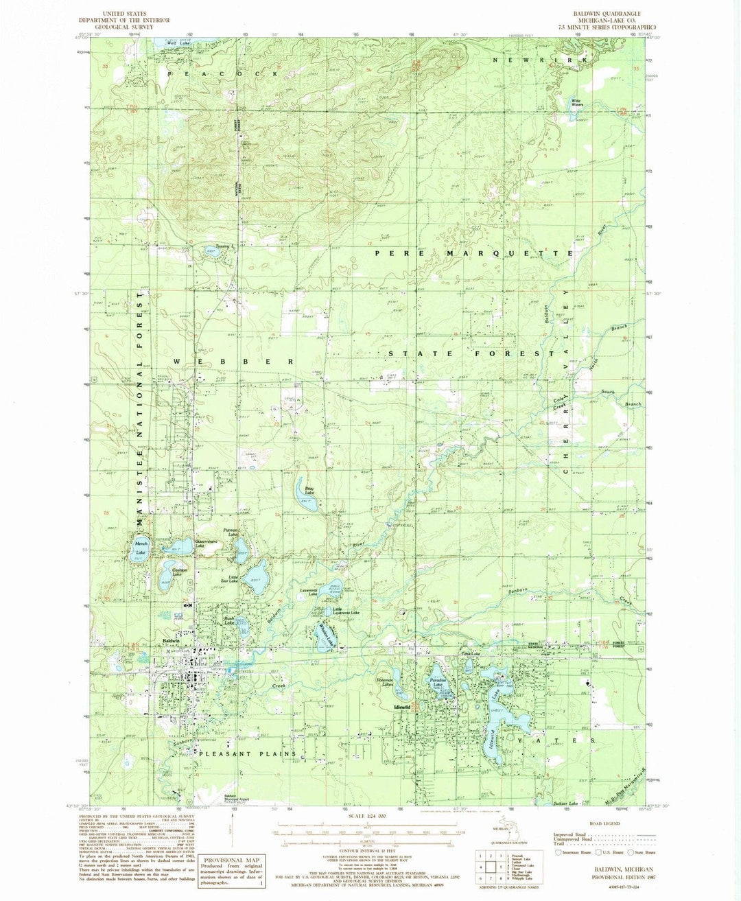 1987 Baldwin, MI - Michigan - USGS Topographic Map