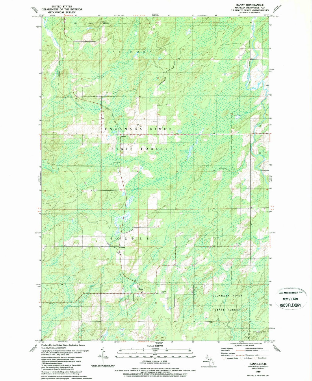1989 Banat, MI - Michigan - USGS Topographic Map