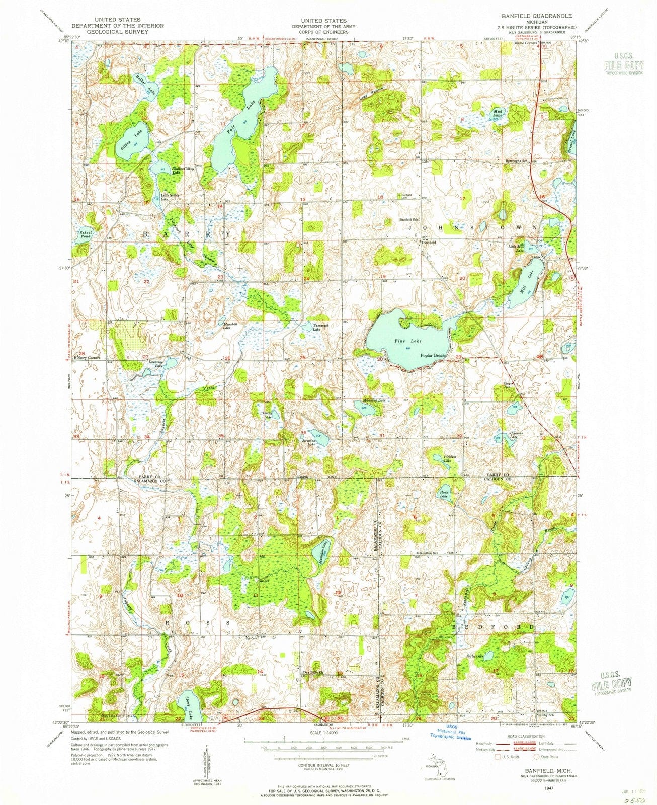 1947 Banfield, MI - Michigan - USGS Topographic Map