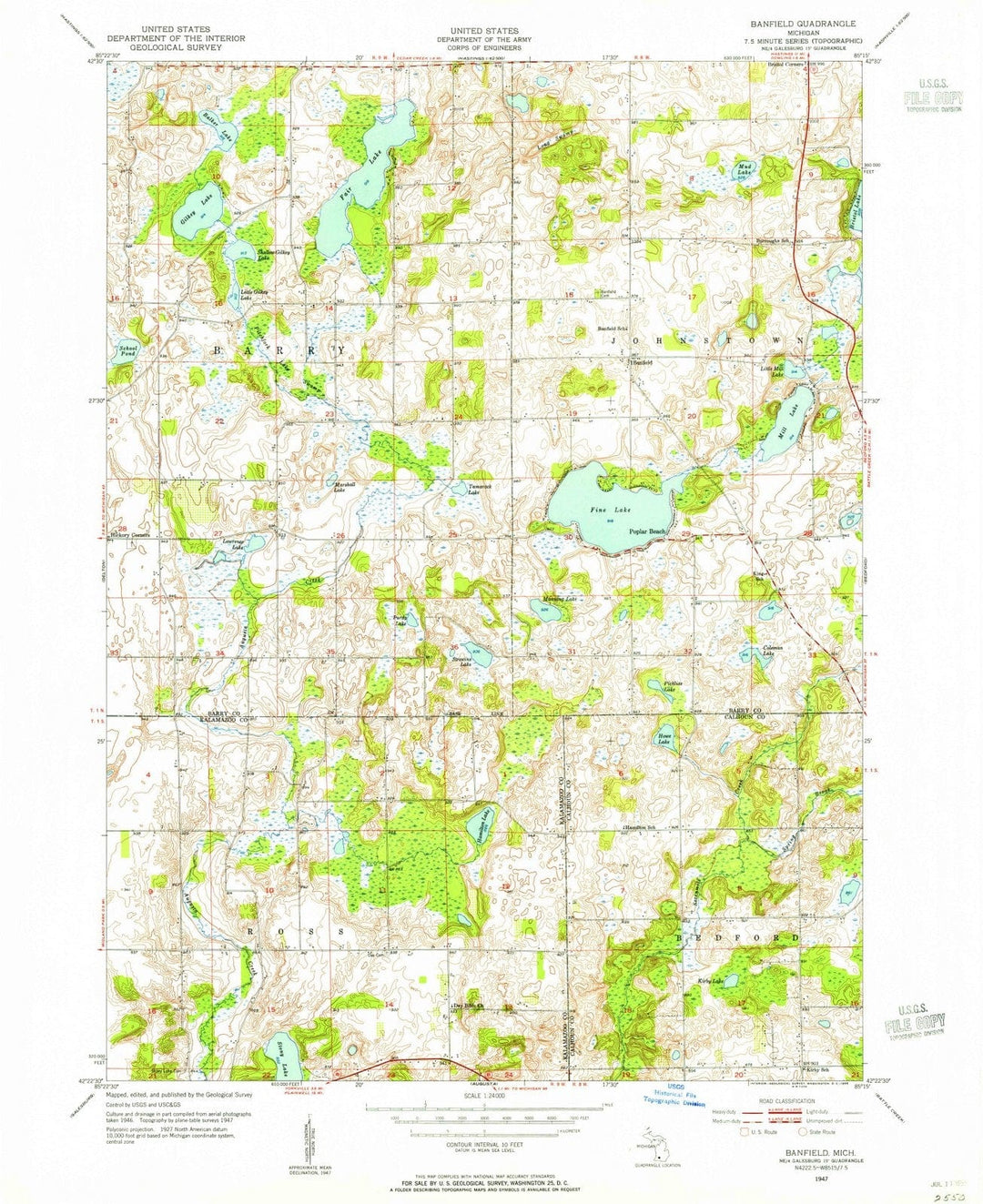 1947 Banfield, MI - Michigan - USGS Topographic Map