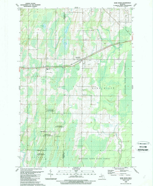 1989 Bark River, MI - Michigan - USGS Topographic Map