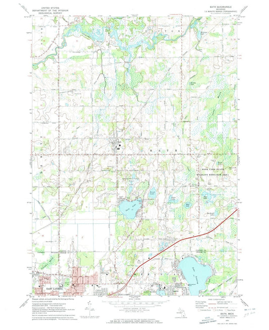 1972 Bath Charter, MI - Michigan - USGS Topographic Map