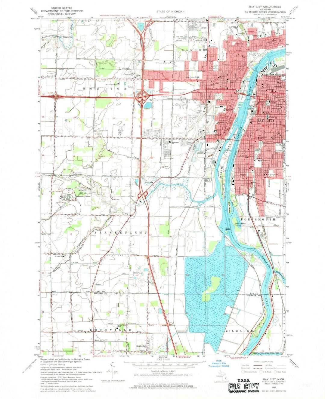 1967 Bay City, MI - Michigan - USGS Topographic Map v2