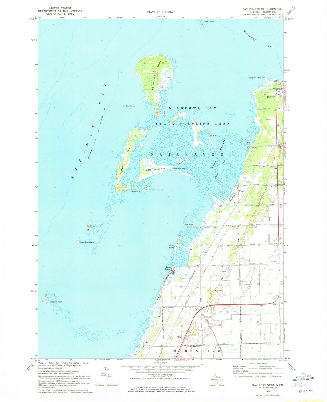 1970 Bay Port West, MI - Michigan - USGS Topographic Map
