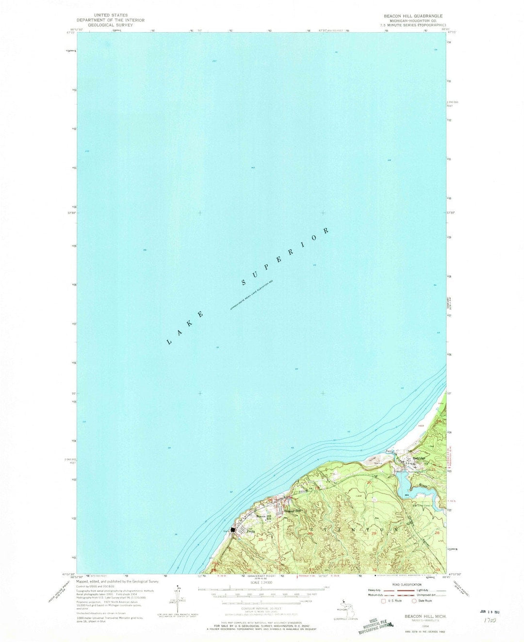 1954 Beacon Hill, MI - Michigan - USGS Topographic Map