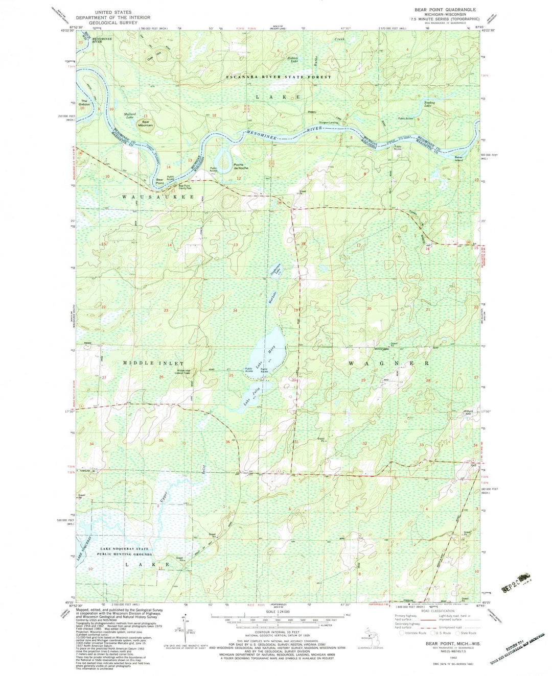 1982 Bear Point, MI - Michigan - USGS Topographic Map