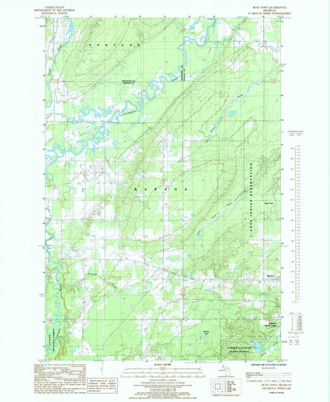 1985 Bear Town, MI - Michigan - USGS Topographic Map