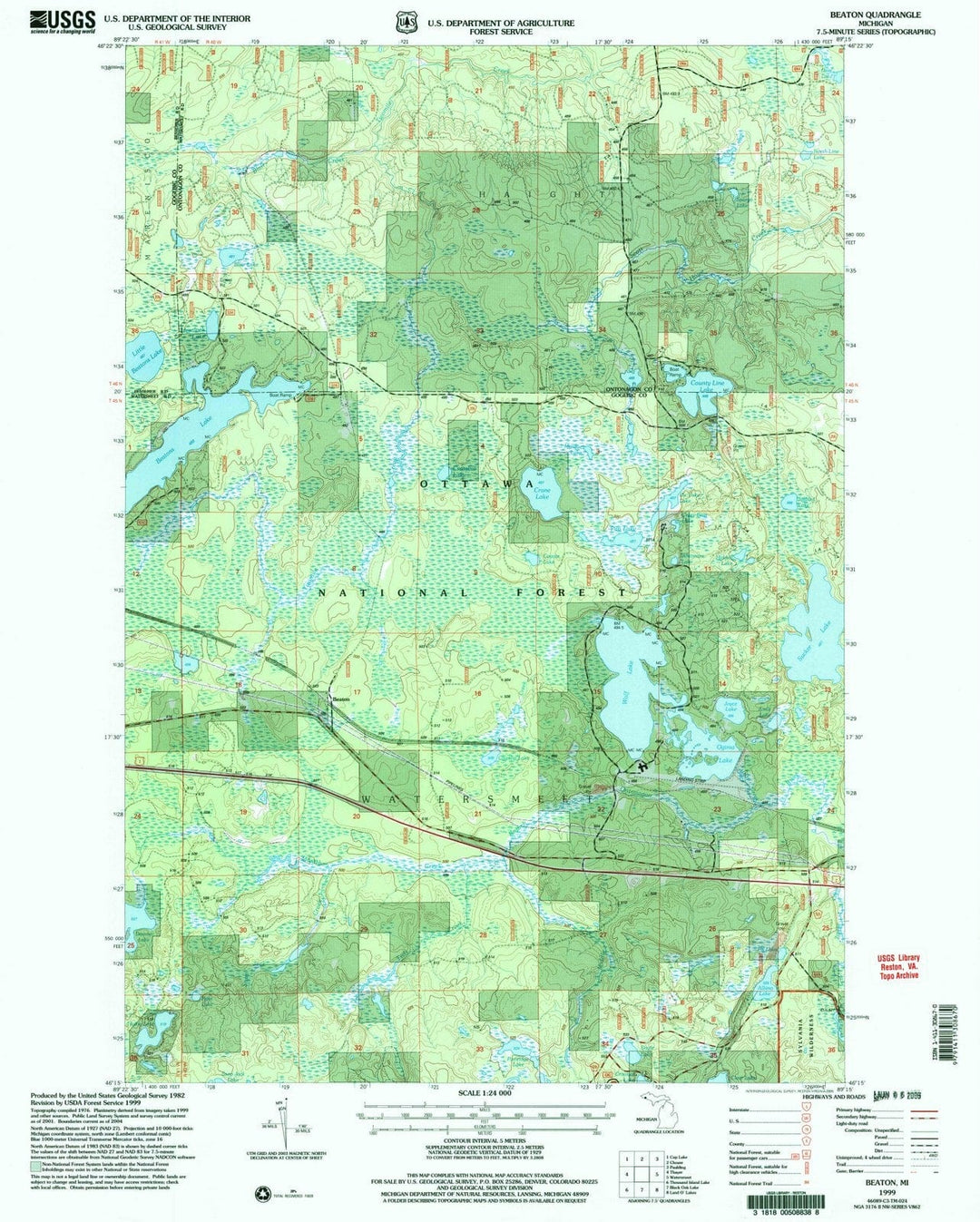 1999 Beaton, MI - Michigan - USGS Topographic Map