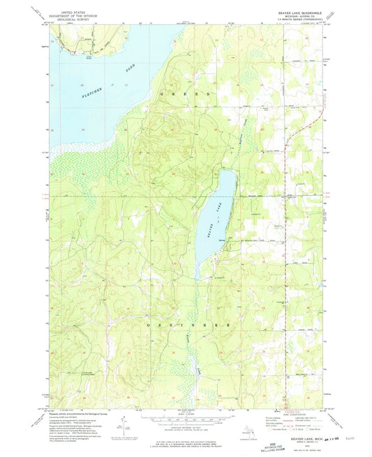 1972 Beaver Lake, MI - Michigan - USGS Topographic Map