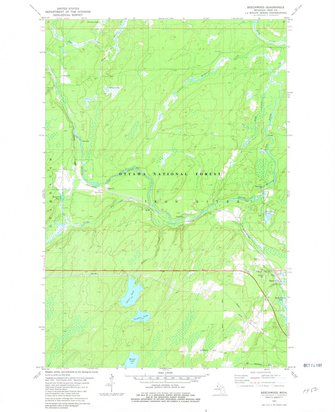 1981 Beechwood, MI - Michigan - USGS Topographic Map