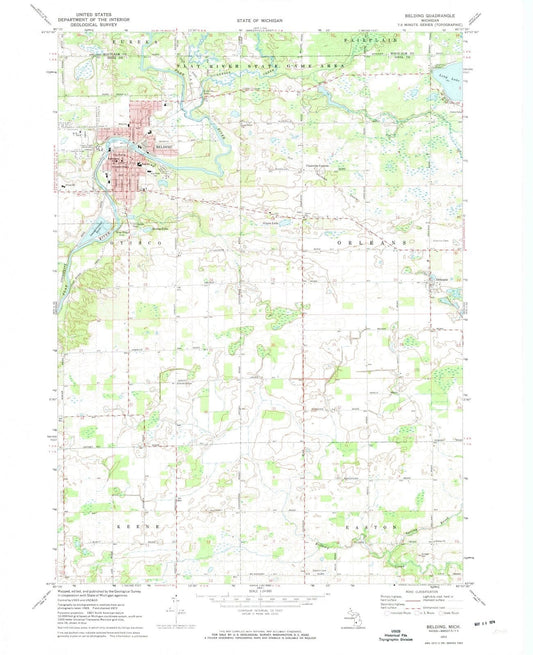 1972 Belding, MI - Michigan - USGS Topographic Map