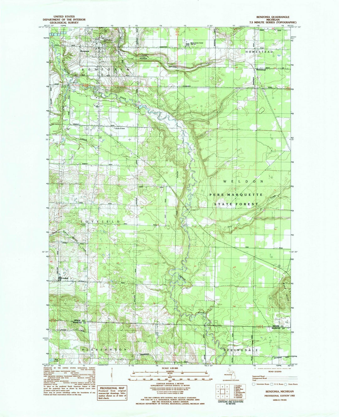 1983 Benzonia, MI - Michigan - USGS Topographic Map