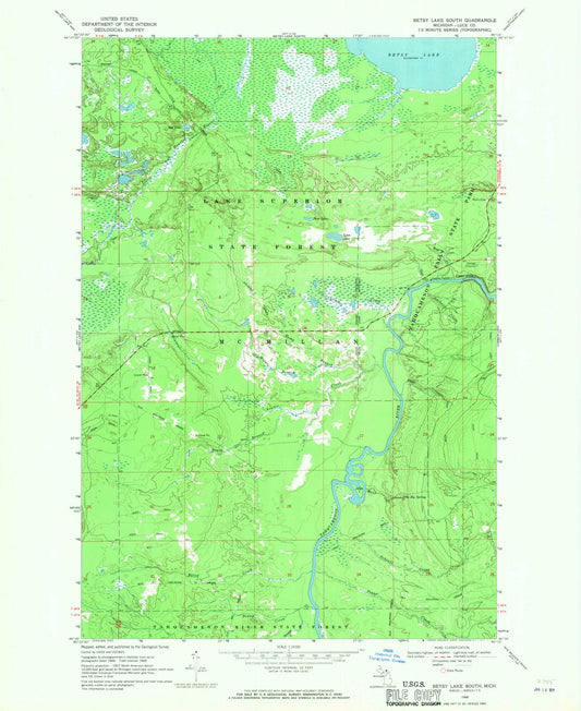 1968 Betsy Lake South, MI - Michigan - USGS Topographic Map