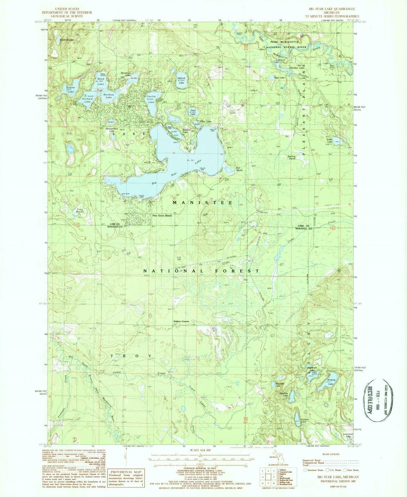 1987 Big Star Lake, MI - Michigan - USGS Topographic Map