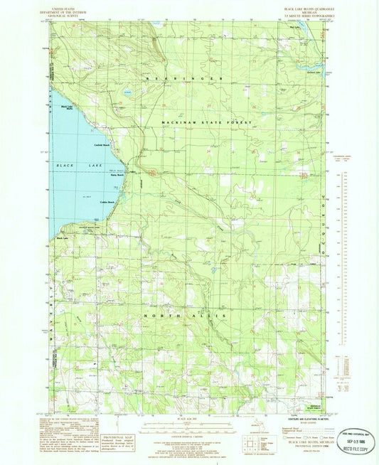 1986 Black Lake Bluffs, MI - Michigan - USGS Topographic Map