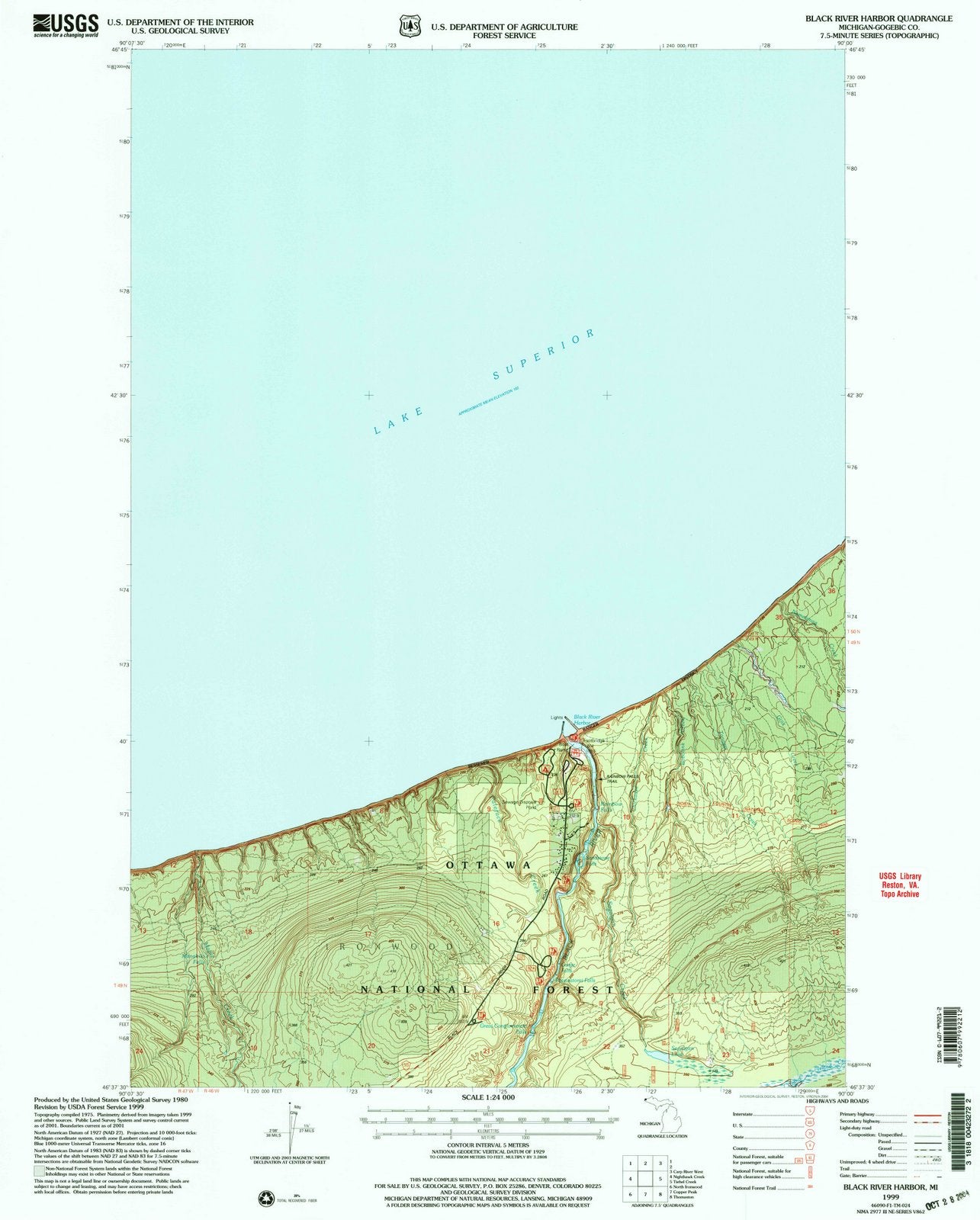 1999 Black River Harbor, MI - Michigan - USGS Topographic Map