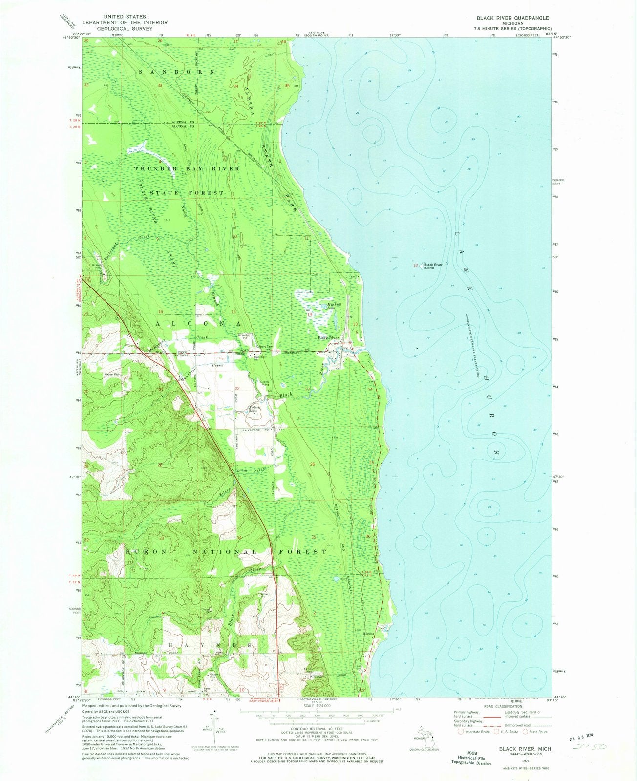 1971 Black River, MI - Michigan - USGS Topographic Map