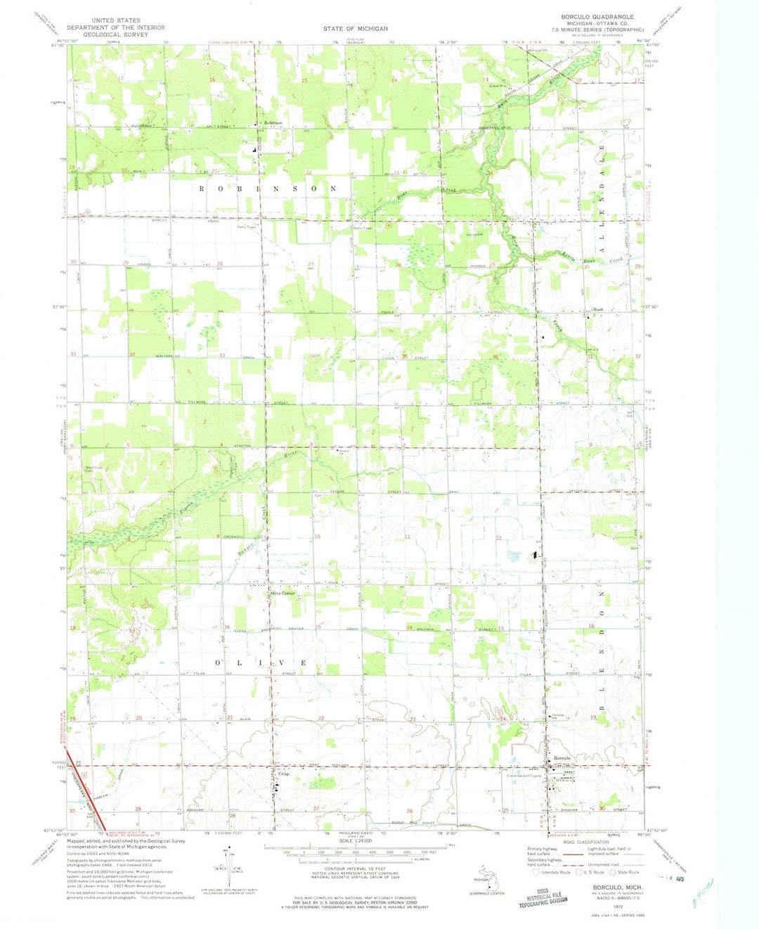 1972 Borculo, MI - Michigan - USGS Topographic Map