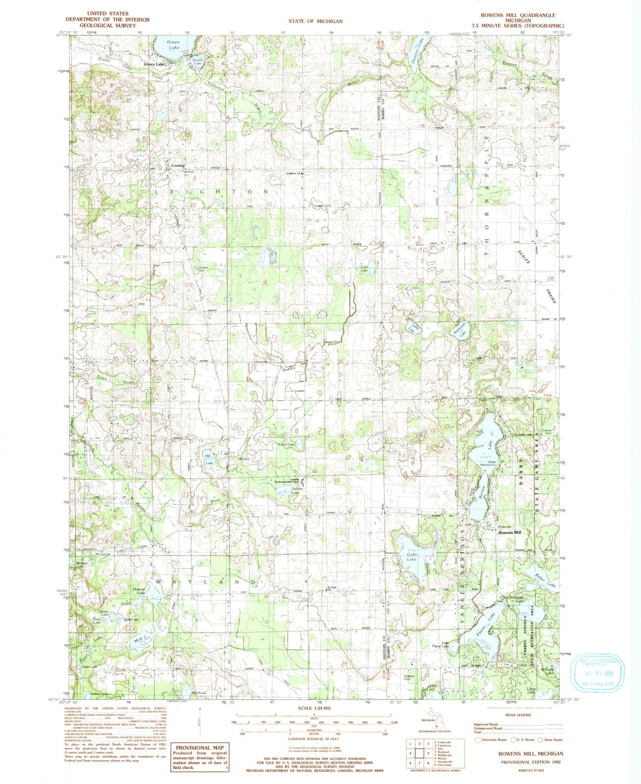 1982 Bowens Mill, MI - Michigan - USGS Topographic Map