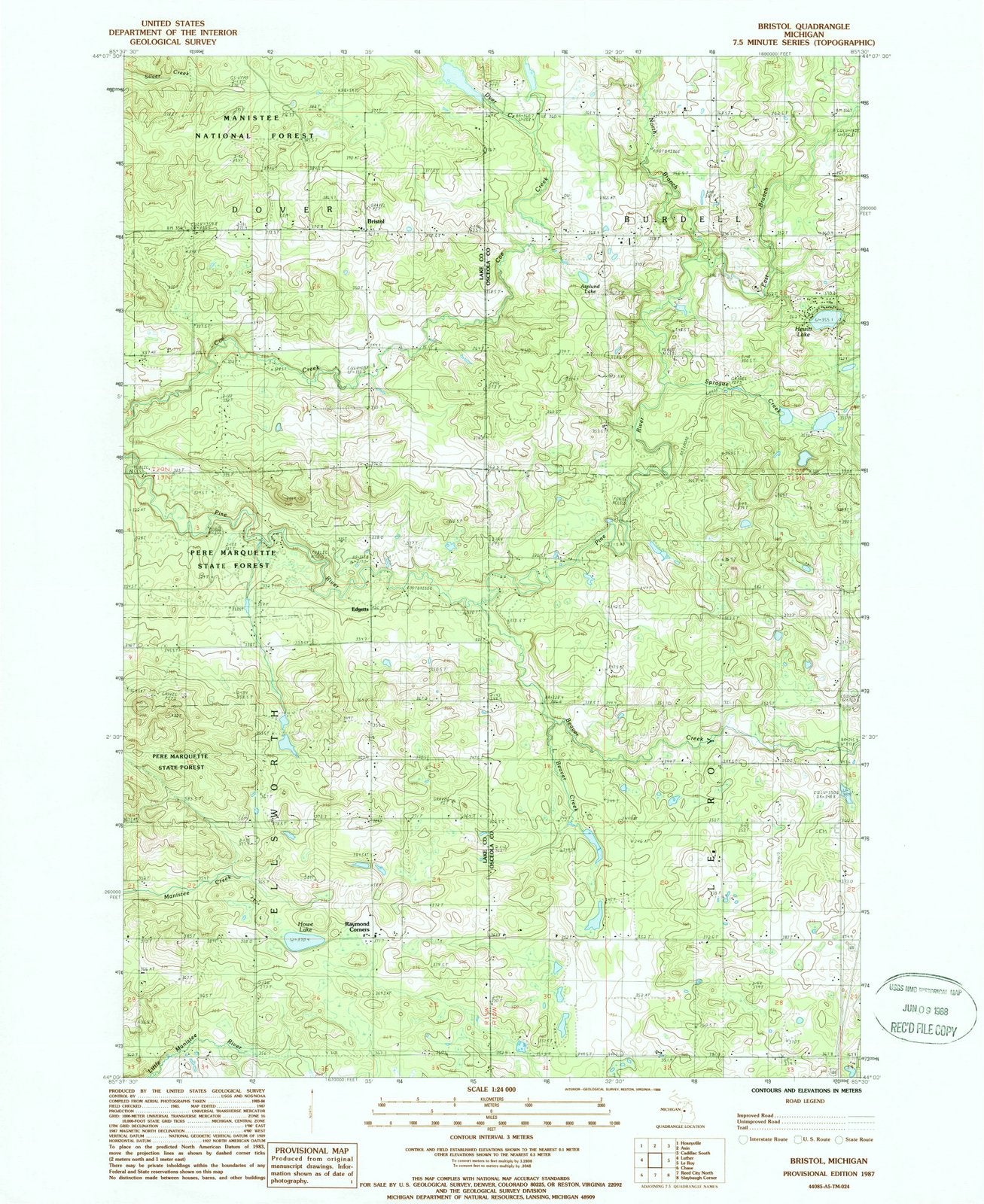 1987 Bristol, MI - Michigan - USGS Topographic Map
