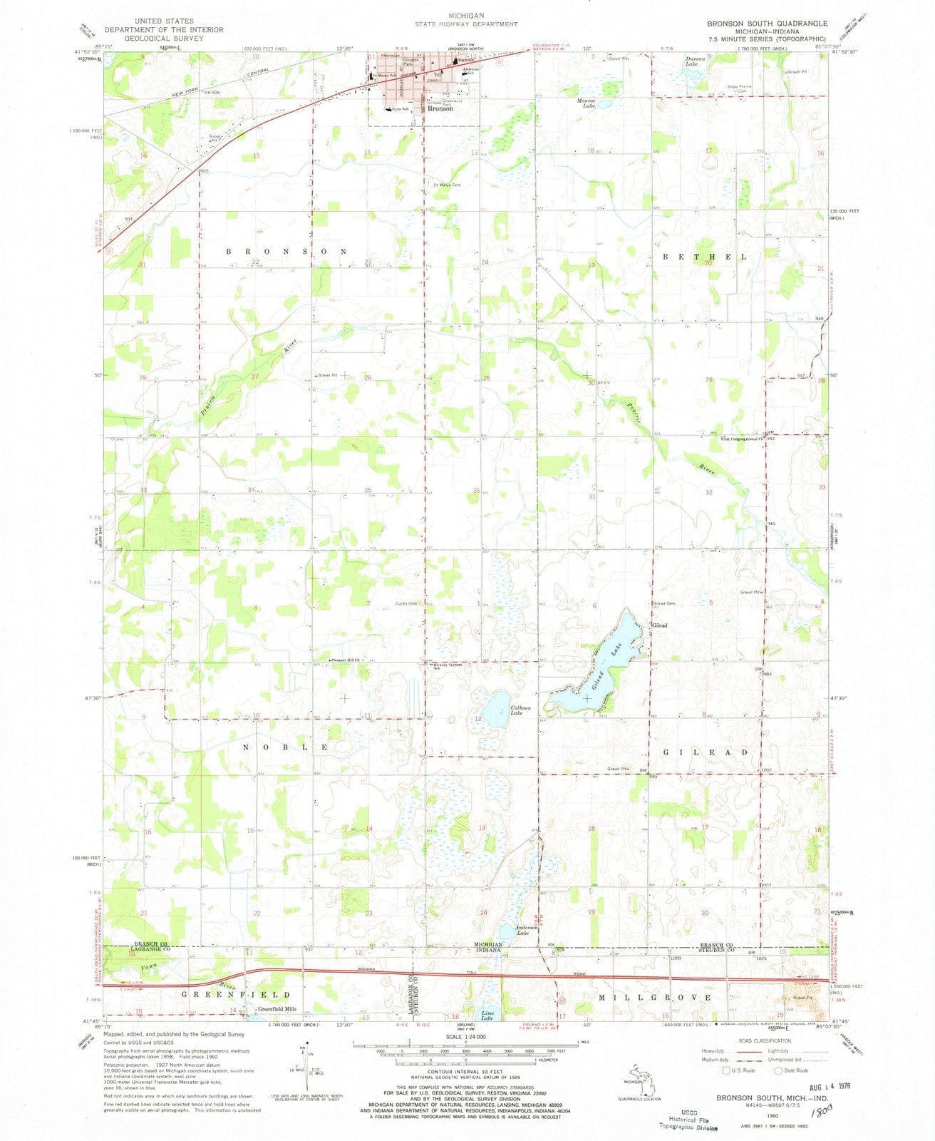 1960 Bronson South, MI - Michigan - USGS Topographic Map