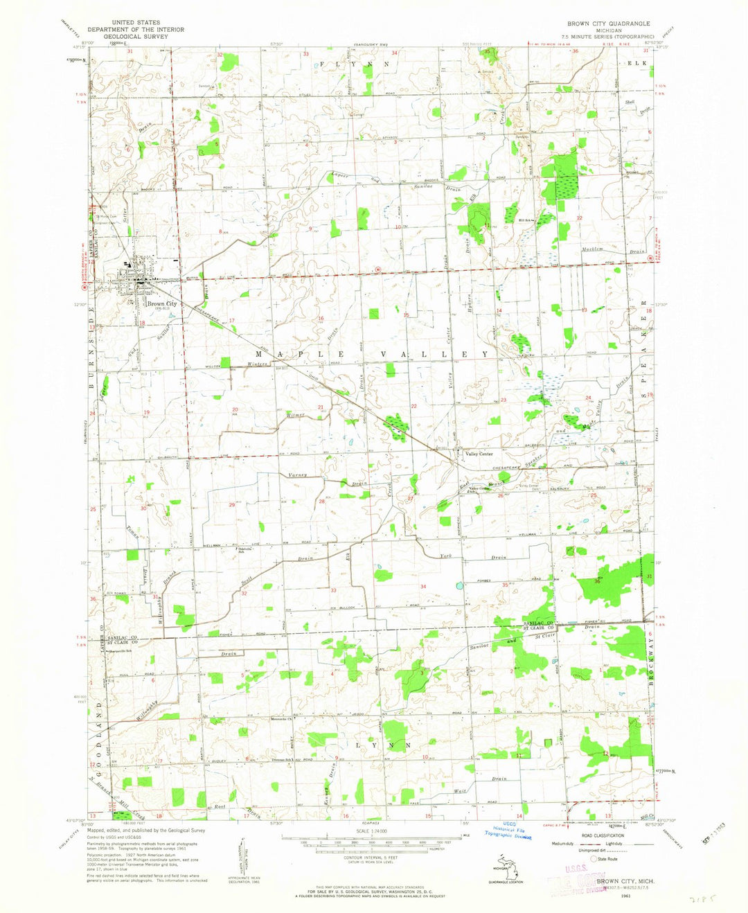1961 Brown City, MI - Michigan - USGS Topographic Map