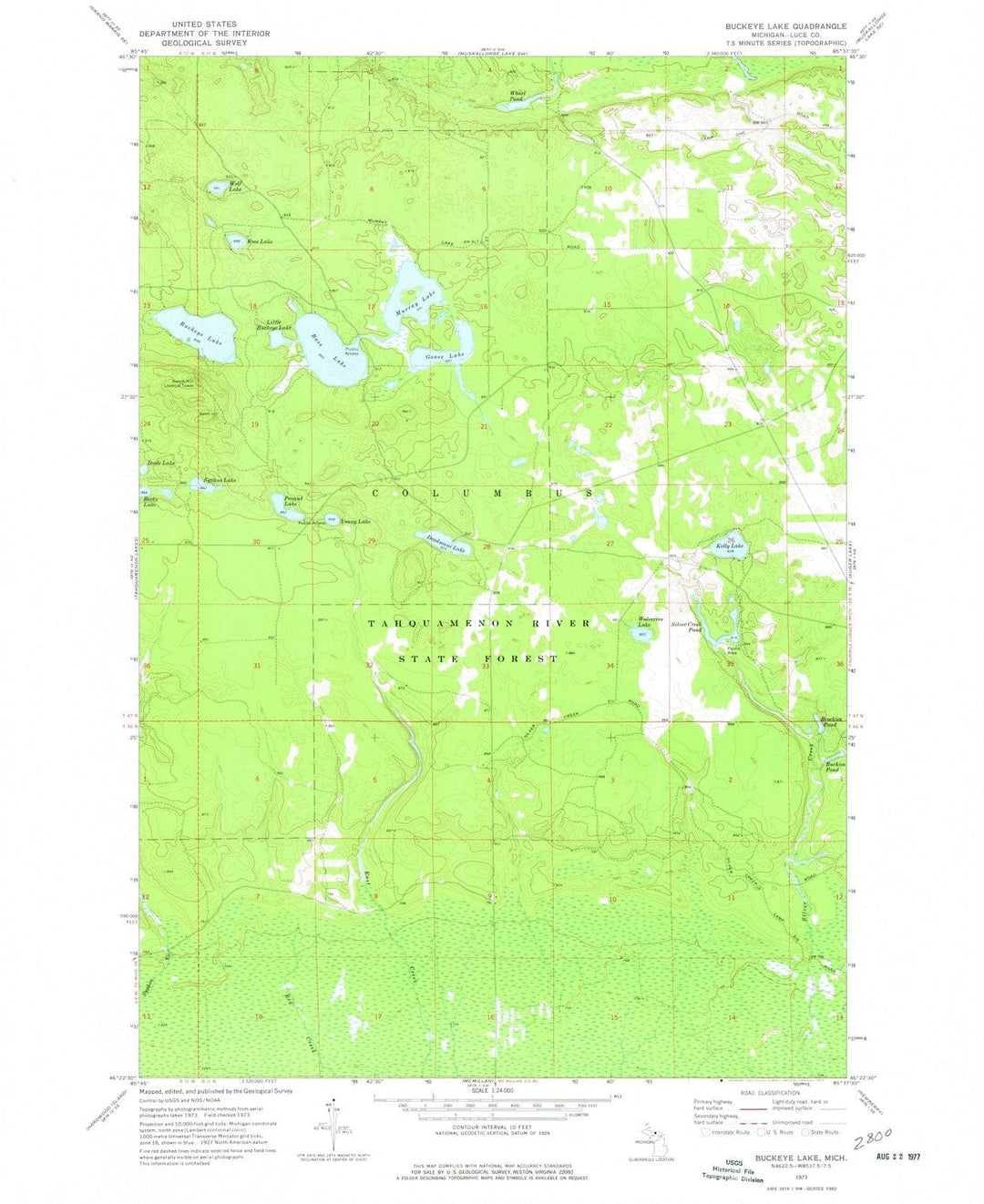 1973 Buckeye Lake, MI - Michigan - USGS Topographic Map