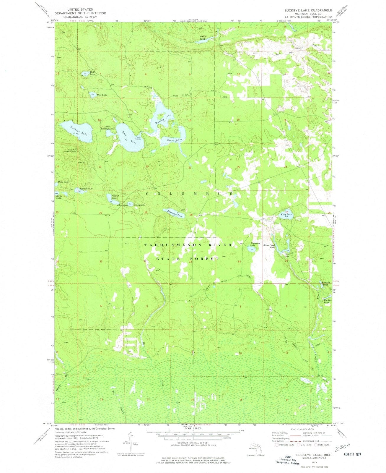1973 Buckeye Lake, MI - Michigan - USGS Topographic Map