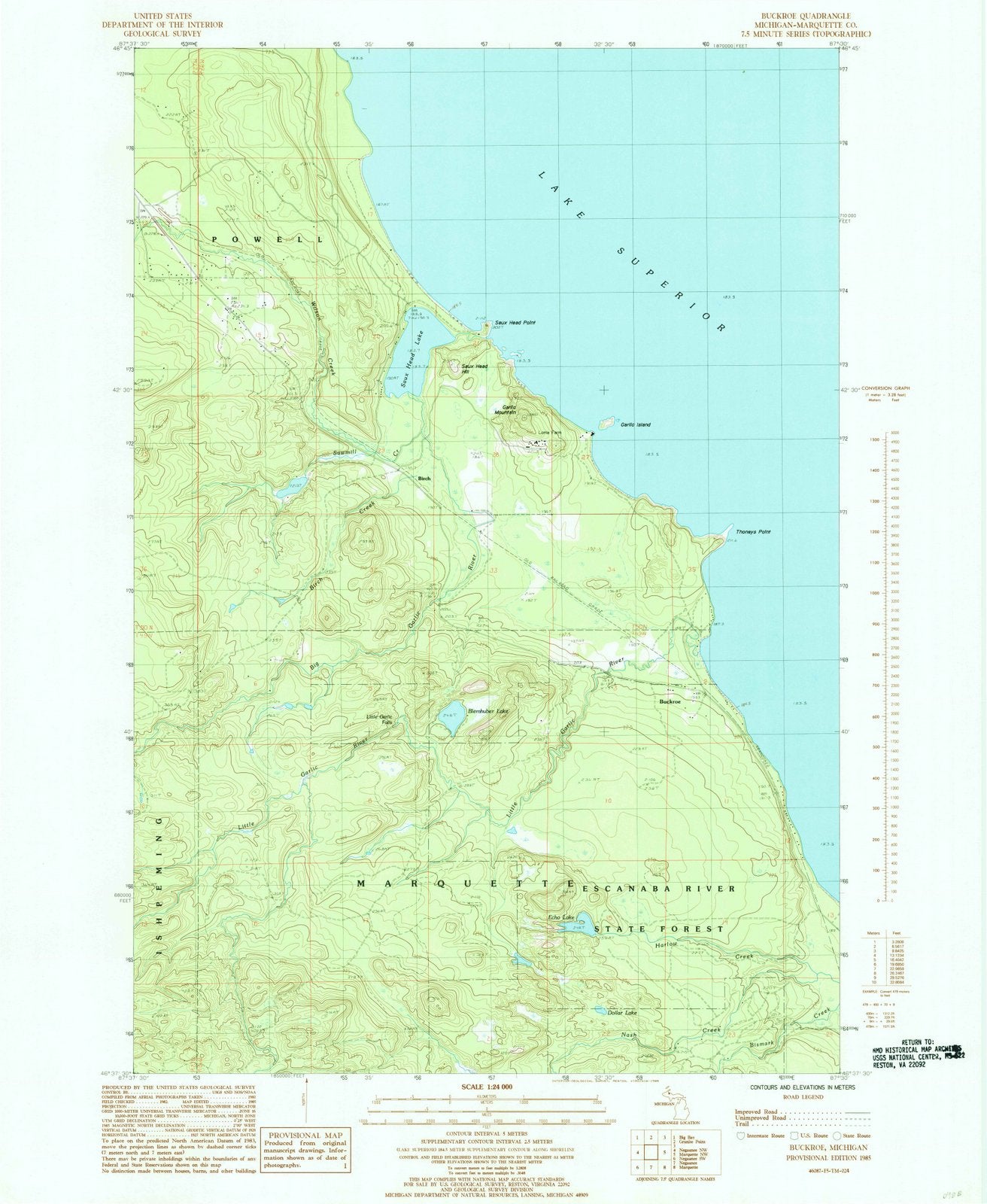 1985 Buckroe, MI - Michigan - USGS Topographic Map