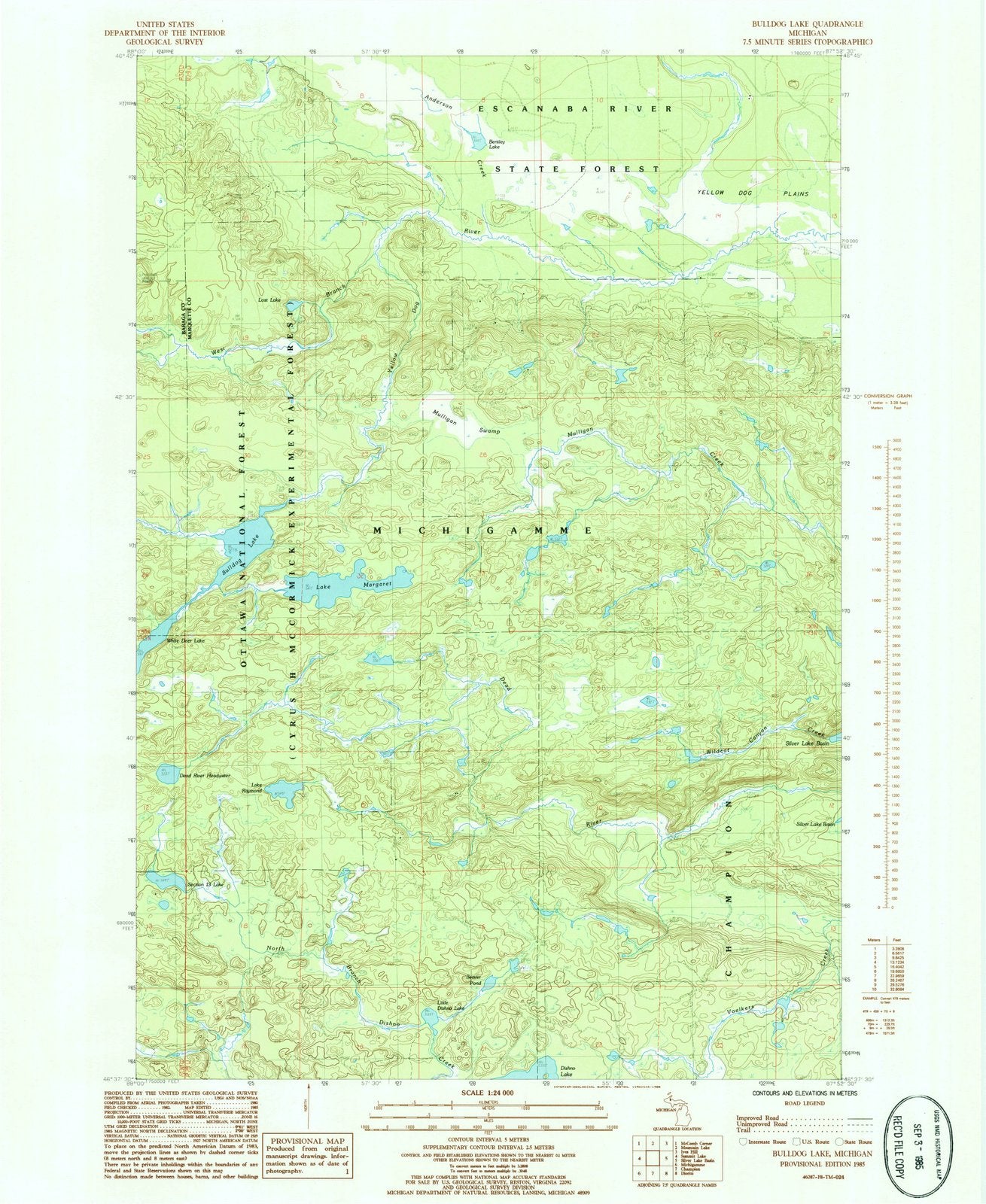 1985 Bulldog Lake, MI - Michigan - USGS Topographic Map