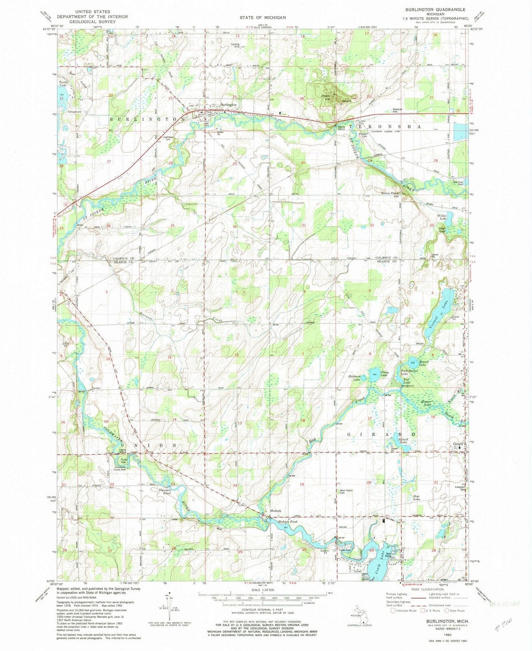 1982 Burlington, MI - Michigan - USGS Topographic Map