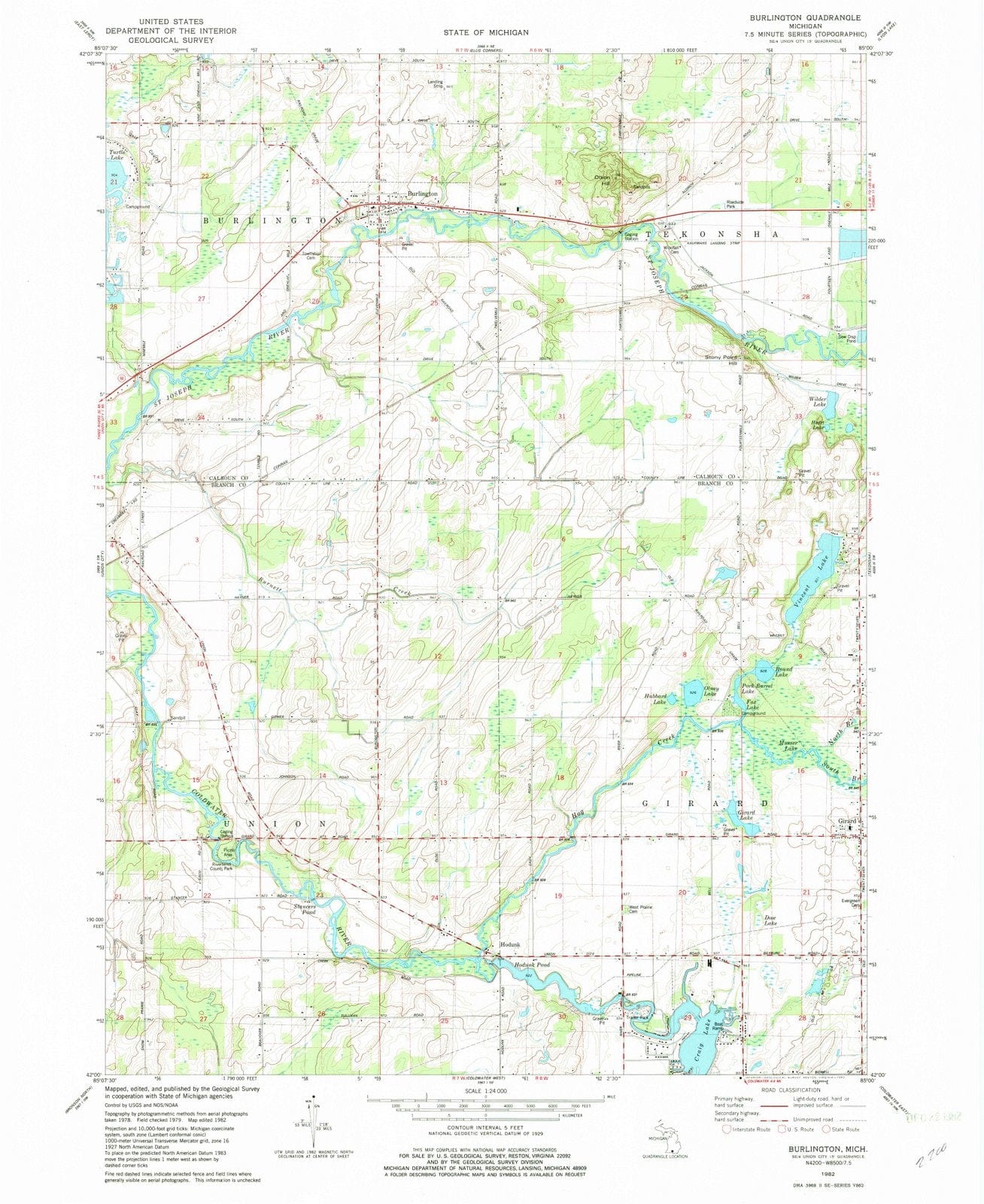 1982 Burlington, MI - Michigan - USGS Topographic Map