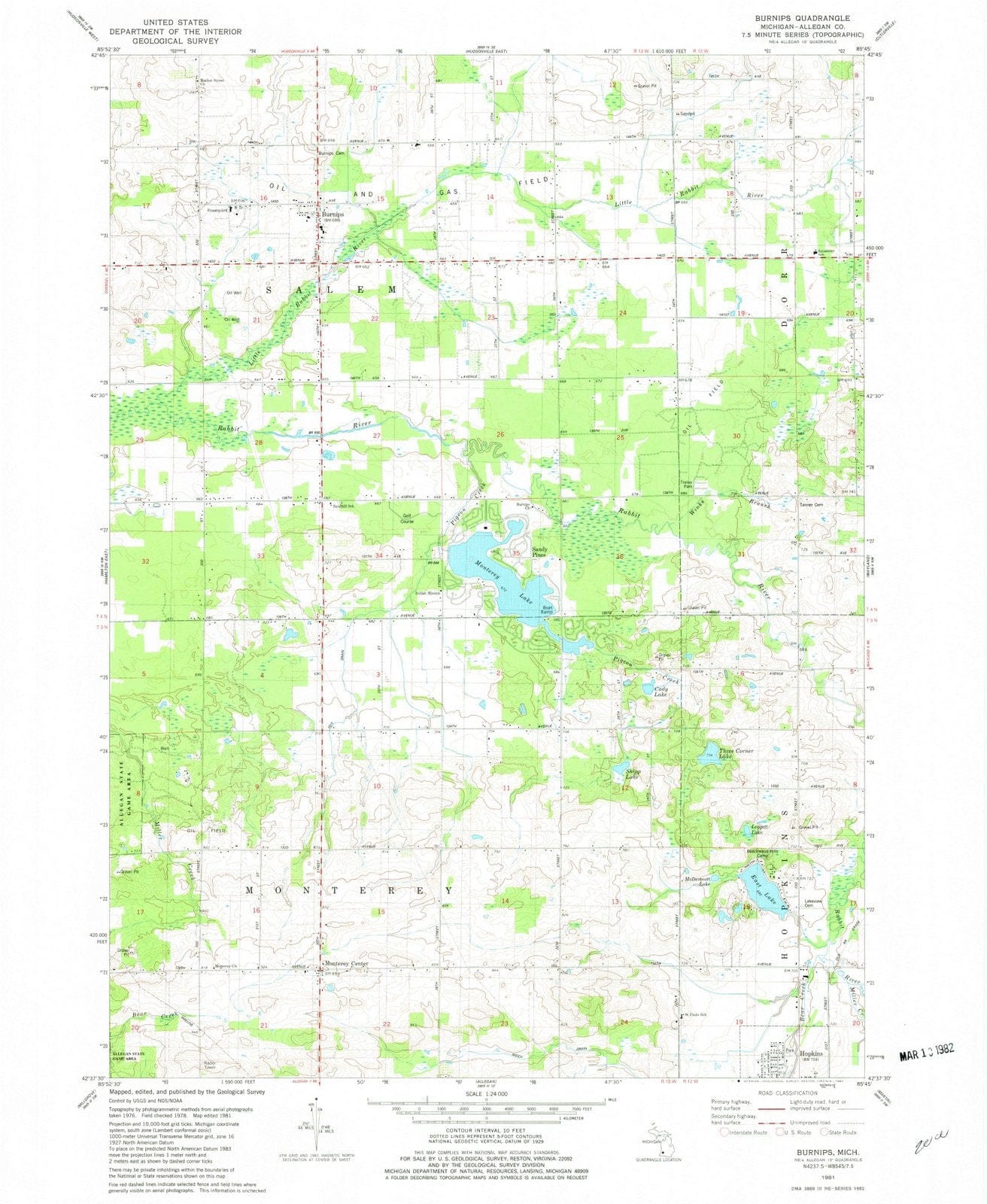 1981 Burnips, MI - Michigan - USGS Topographic Map