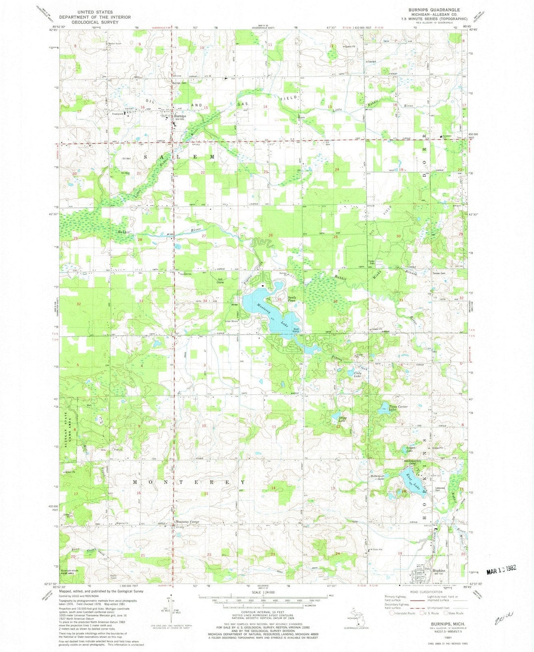 1981 Burnips, MI - Michigan - USGS Topographic Map