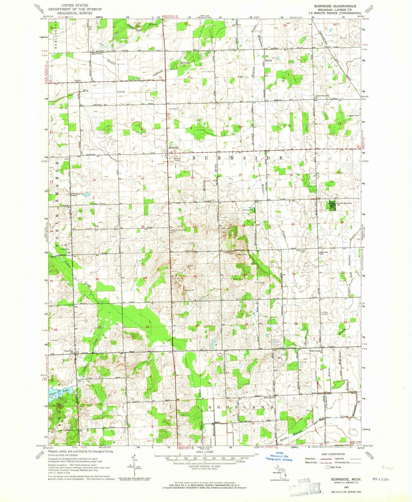 1963 Burnside, MI - Michigan - USGS Topographic Map